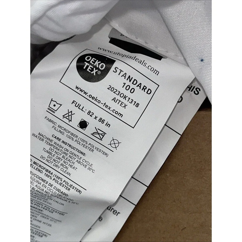 Utopia Bedding Full Size Comforter Quilted White Box Stitched  82 x86